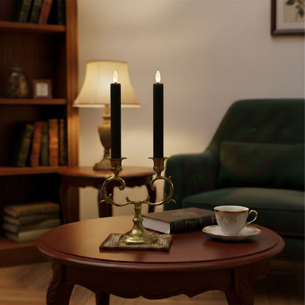 LED Taper Candles, Real Wax, Set of 2, Timer Function