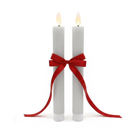 LED Taper Candles, Real Wax, Set of 2, Timer Function