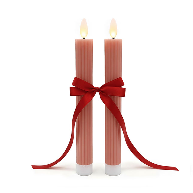LED Taper Candles, Real Wax, Set of 2, Timer Function