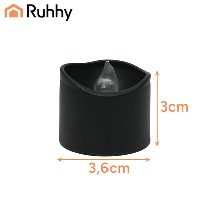 LED Tealight Candles, Black, 12 Pack, 3.6 cm, Battery Included