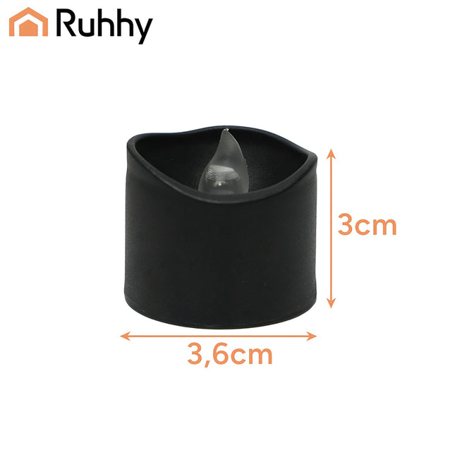 LED Tealight Candles, Black, 12 Pack, 3.6 cm, Battery Included