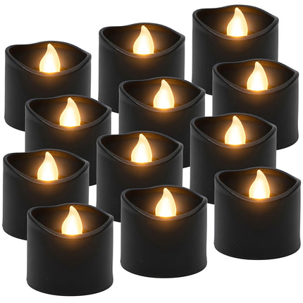 LED Tealight Candles, Black, 12 Pack, 3.6 cm, Battery Included