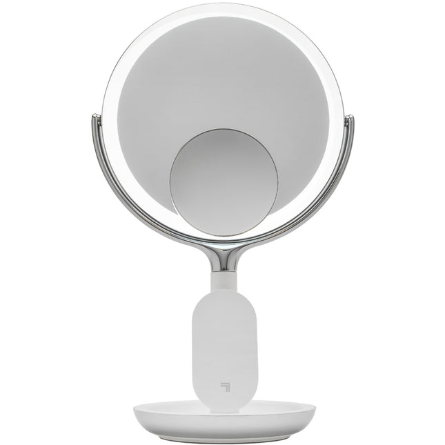 LED Vanity Mirror With Qi Wireless Charger, 8-Inch