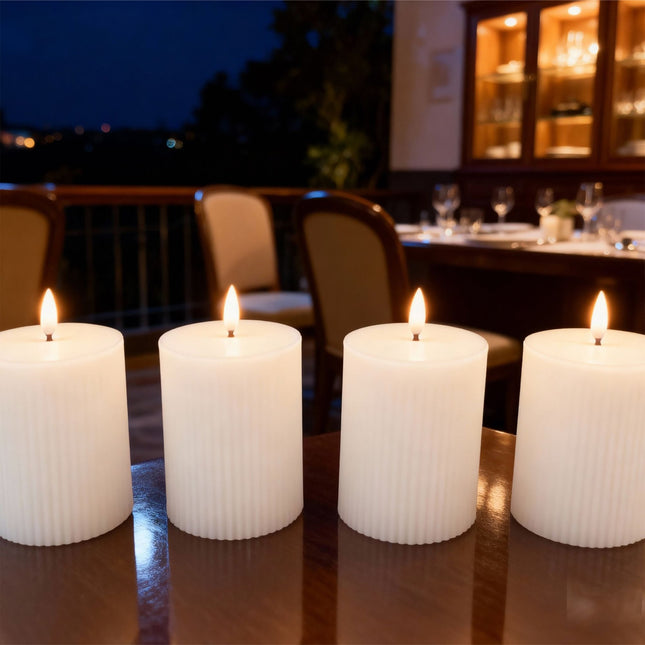 LED Wax Candles, Flameless, Flickering Flame, 4-Pack