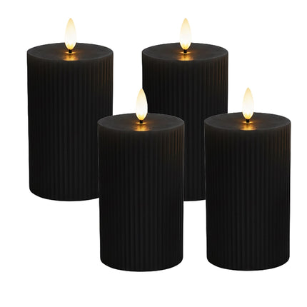 LED Wax Candles, Flameless, Flickering Flame, Set of 4