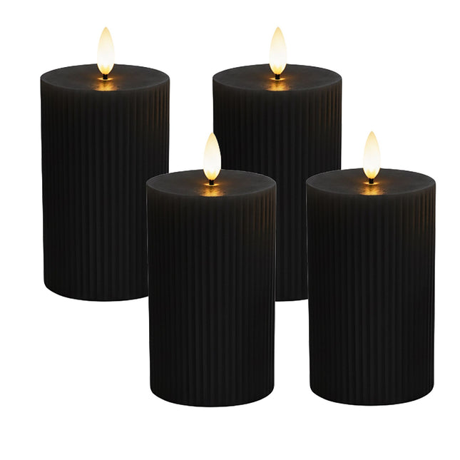 LED Wax Candles, Flameless, Flickering Flame, Set of 4