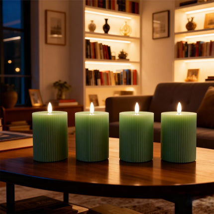 LED Wax Candles, Flameless, Flickering Flame, Set of 4
