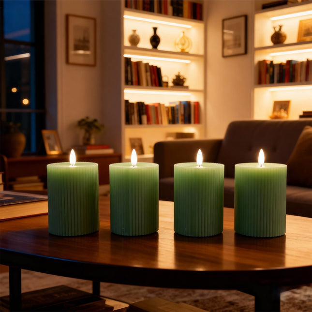 LED Wax Candles, Flameless, Flickering Flame, Set of 4