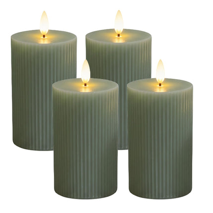 LED Wax Candles, Flameless, Flickering Flame, Set of 4