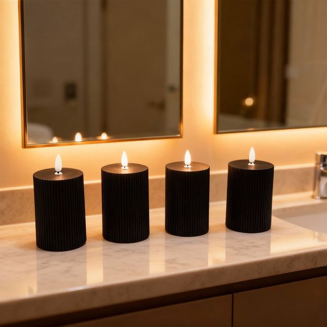 LED Wax Candles, Flameless, Flickering Flame, Set of 4