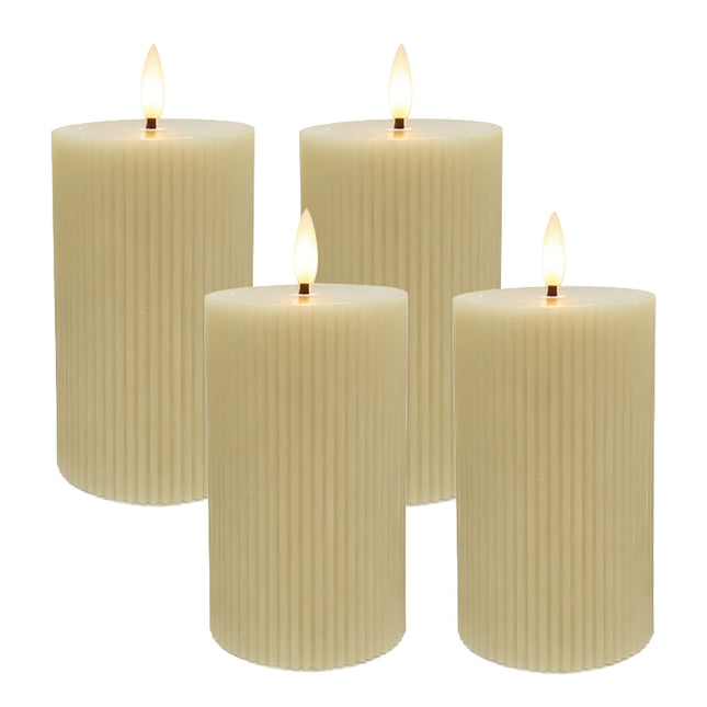 LED Wax Candles, Flameless, Flickering, Set of 4