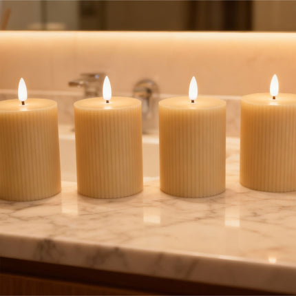 LED Wax Candles, Flameless, Flickering, Set of 4