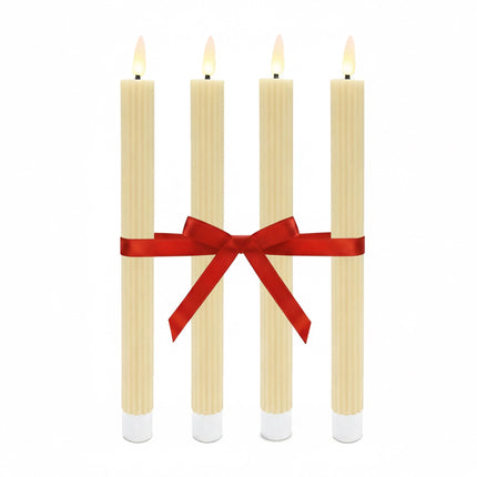 LED Wax Taper Candles, Flickering Flame, Set of 4