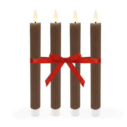LED Wax Taper Candles, Set of 4, Flameless Timer