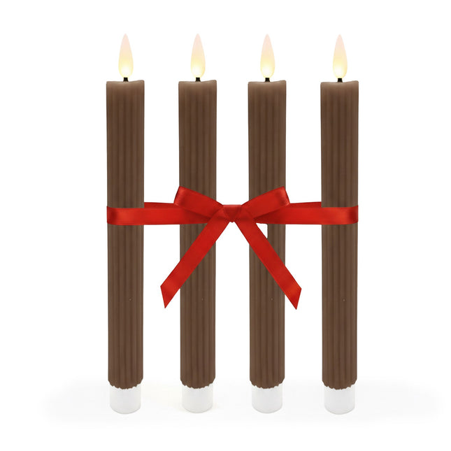 LED Wax Taper Candles, Set of 4, Flameless Timer