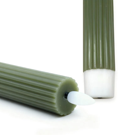 LED Wax Taper Candles, Set of 4, Flameless with Timer