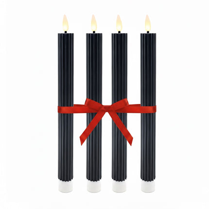 LED Wax Taper Candles, Set of 4, Flameless with Timer