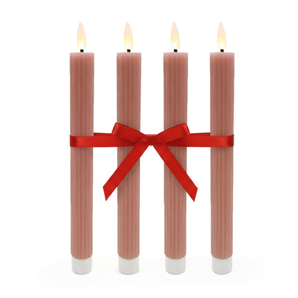 LED Wax Taper Candles, Set of 4, Flickering Flame