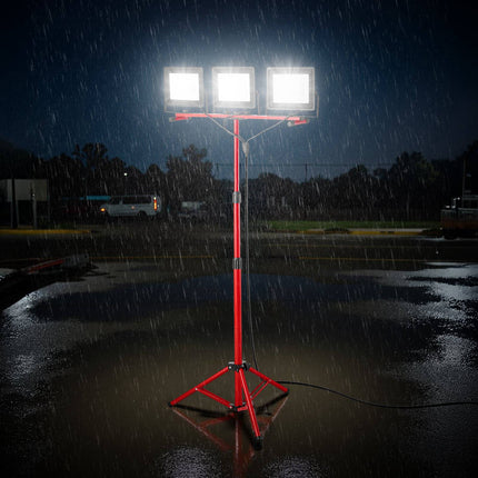 LED Work Light With Tripod Stand, 3-Head, 15000 Lumens, IP65