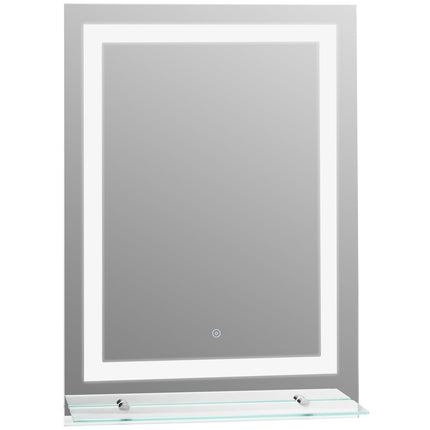 LED Bathroom mirror, 22W, Illuminated with glass shelf, 70x50cm