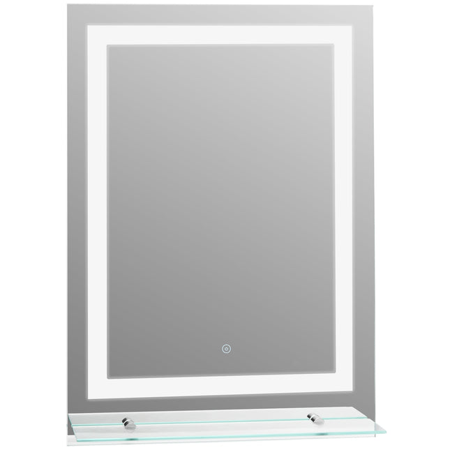 LED Bathroom mirror, 22W, Illuminated with glass shelf, 70x50cm