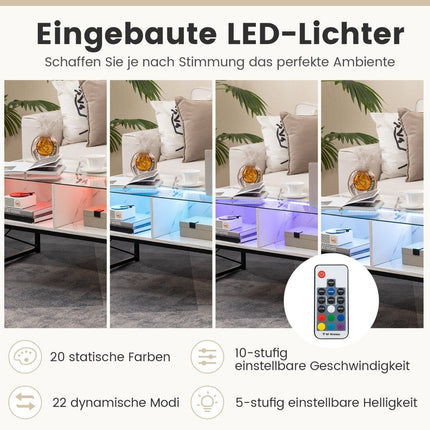 LED coffee table with marble look &amp; Adjustable light colors &amp; Brightness living room table white
