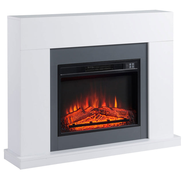 Freestanding LED Electric fireplace, Flame effect, MDF, White