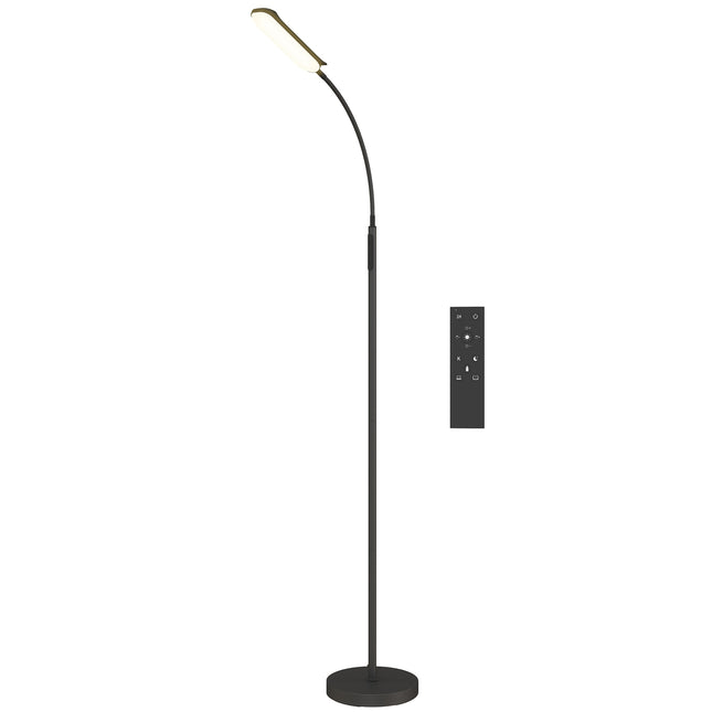 LED floor lamp, 5 modes, memory function, adjustable brightness, steel, black