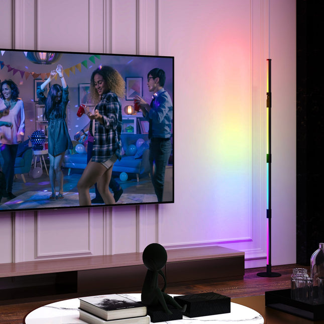 Dimmable LED floor lamp with remote control & app, dark grey