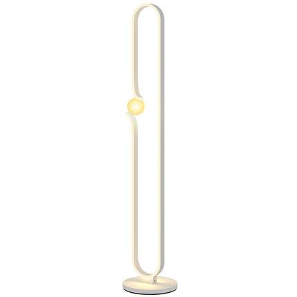 LED floor lamp, musical note design, glass shade, metal, plastic, white