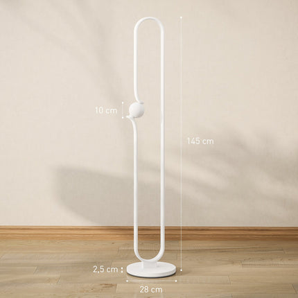 LED floor lamp, musical note design, glass shade, metal, plastic, white