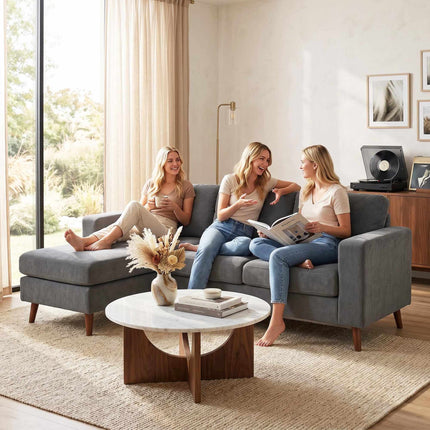 L-Shaped 3-Seater Sofa with Reversible Chaise, Dark Grey