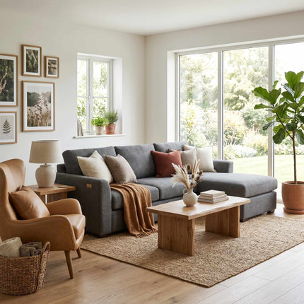 L-Shaped 3-Seater Sofa with Reversible Chaise, Dark Grey