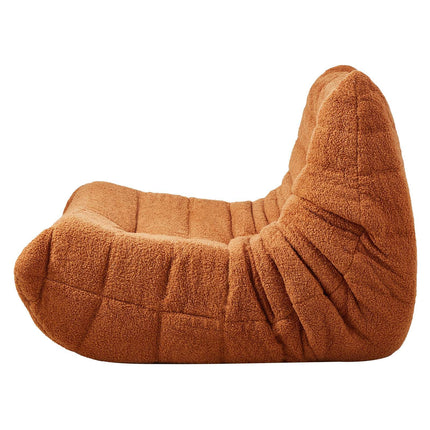 L-Shaped Bean Bag Chair, Memory Foam, Teddy Velvet, Brown