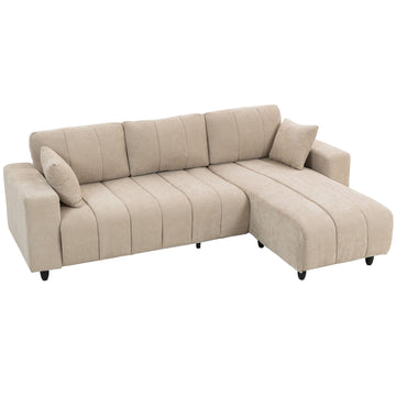L-Shaped Beige Sofa with Reversible Chaise, 4-Seater