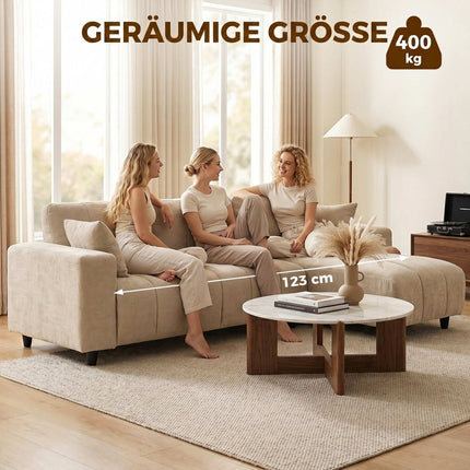 L-Shaped Beige Sofa with Reversible Chaise, 4-Seater