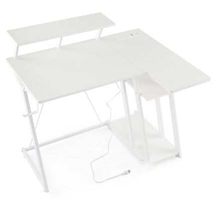 L-Shaped Gaming Desk with Power Outlets & USB Ports