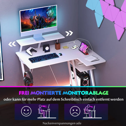 L-Shaped Gaming Desk with Power Outlets & USB Ports