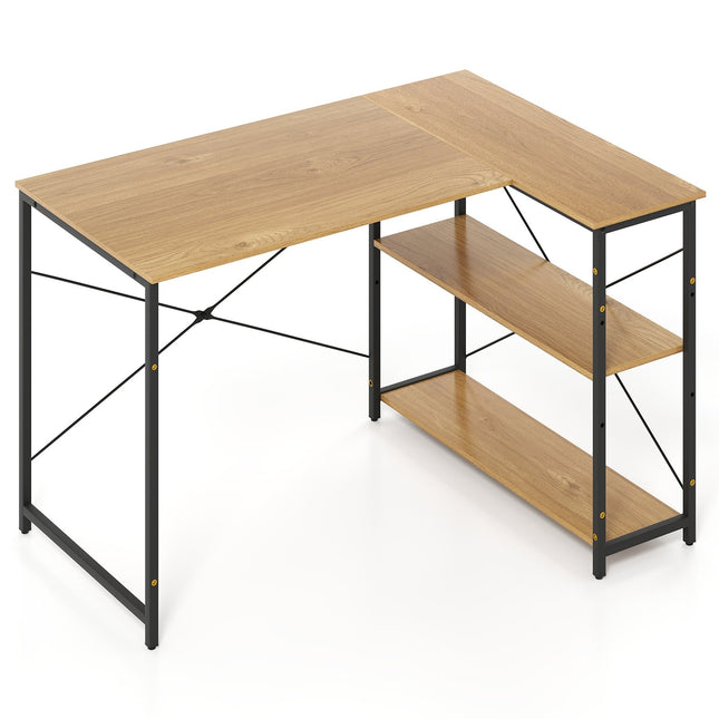 L-Shaped Reversible Corner Desk with Adjustable Shelf