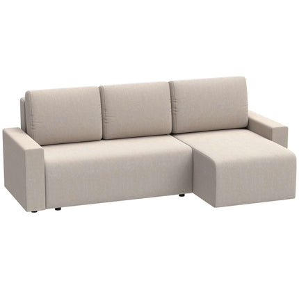 L-Shaped Sleeper Sofa with Storage, Reversible Chaise – Beige
