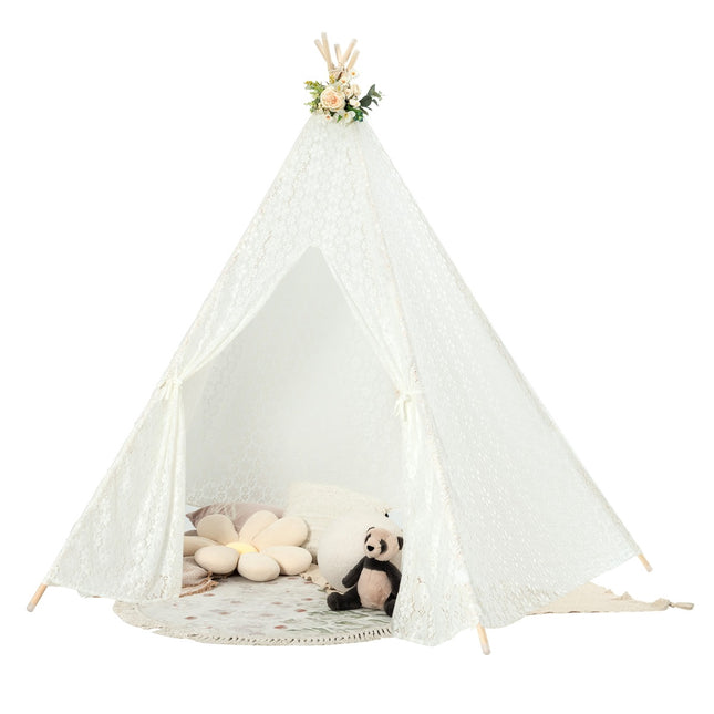 Lace Teepee Tent, 5-Sided, LED Star Lights, Large