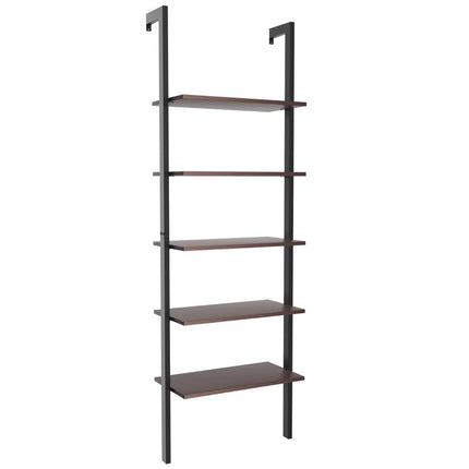 Ladder Shelf 5 Tier Display Shelf with Metal Frame Plant Stand Brown