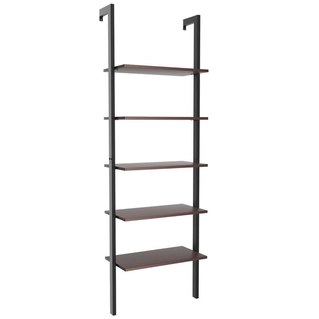 Ladder Shelf 5 Tier Display Shelf with Metal Frame Plant Stand Brown