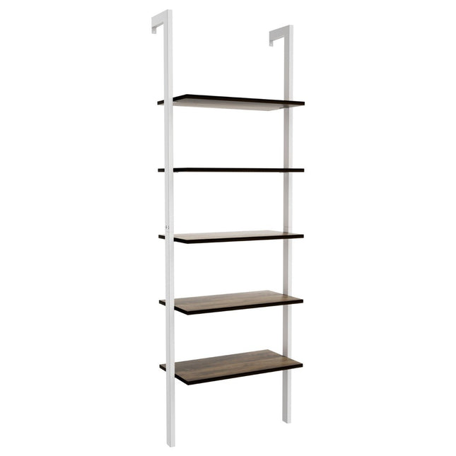 Ladder Shelf 5 Tier Display Shelf with Metal Frame Plant Stand White