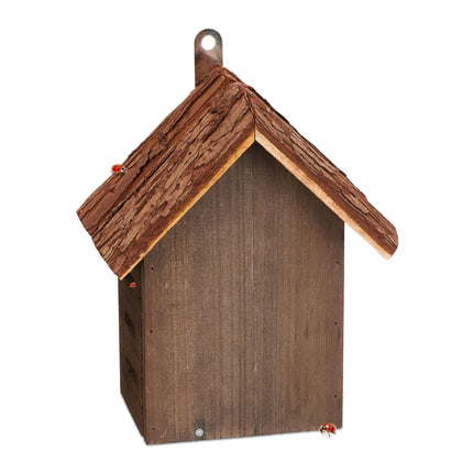 Ladybug house in brown wood