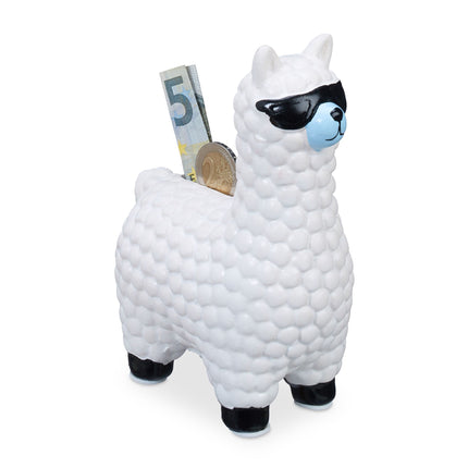 Lame piggy bank with sunglasses