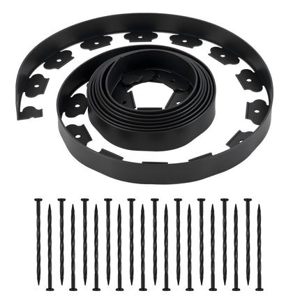 Landscape Edging Roll 20 ft x 2 in, 120 Spikes, Black