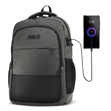 Laptop Backpack, USB-C Charging Port, 18L Grey