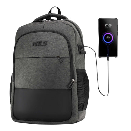 Laptop Backpack, USB-C Charging Port, 18L Grey