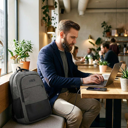 Laptop Backpack, USB-C Charging Port, 18L Grey